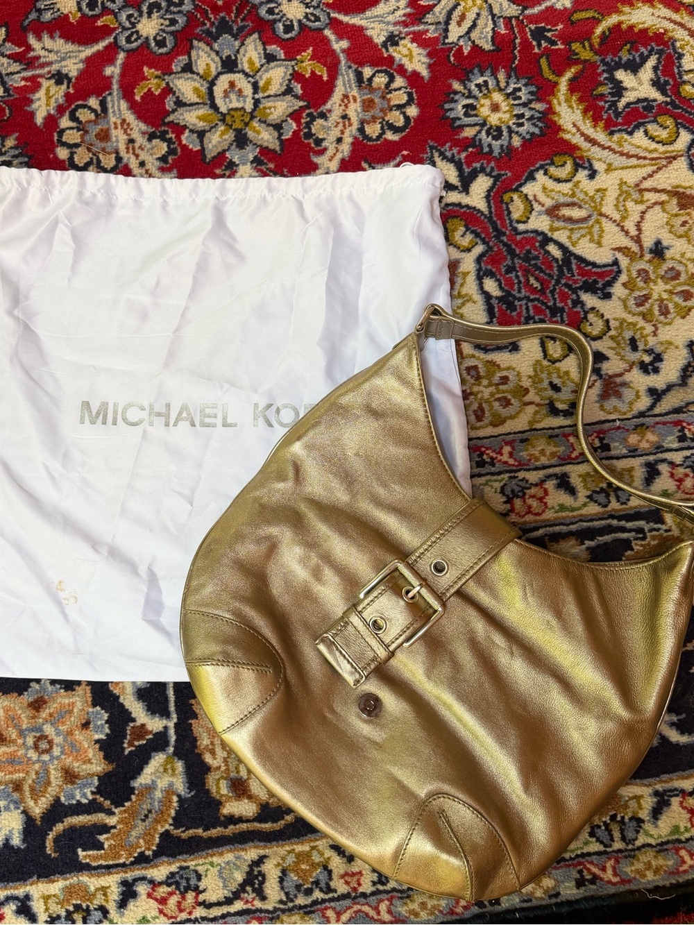Michael Kors Metallic Brown Leather Shoulder Hobo Bag - Picture 11 of 15